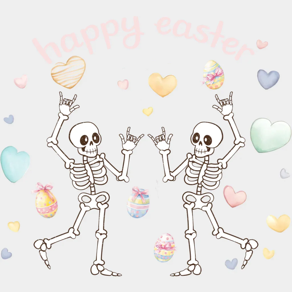 Happy Easter Skeletons Dancing - Easter DTF Transfer - Image 2
