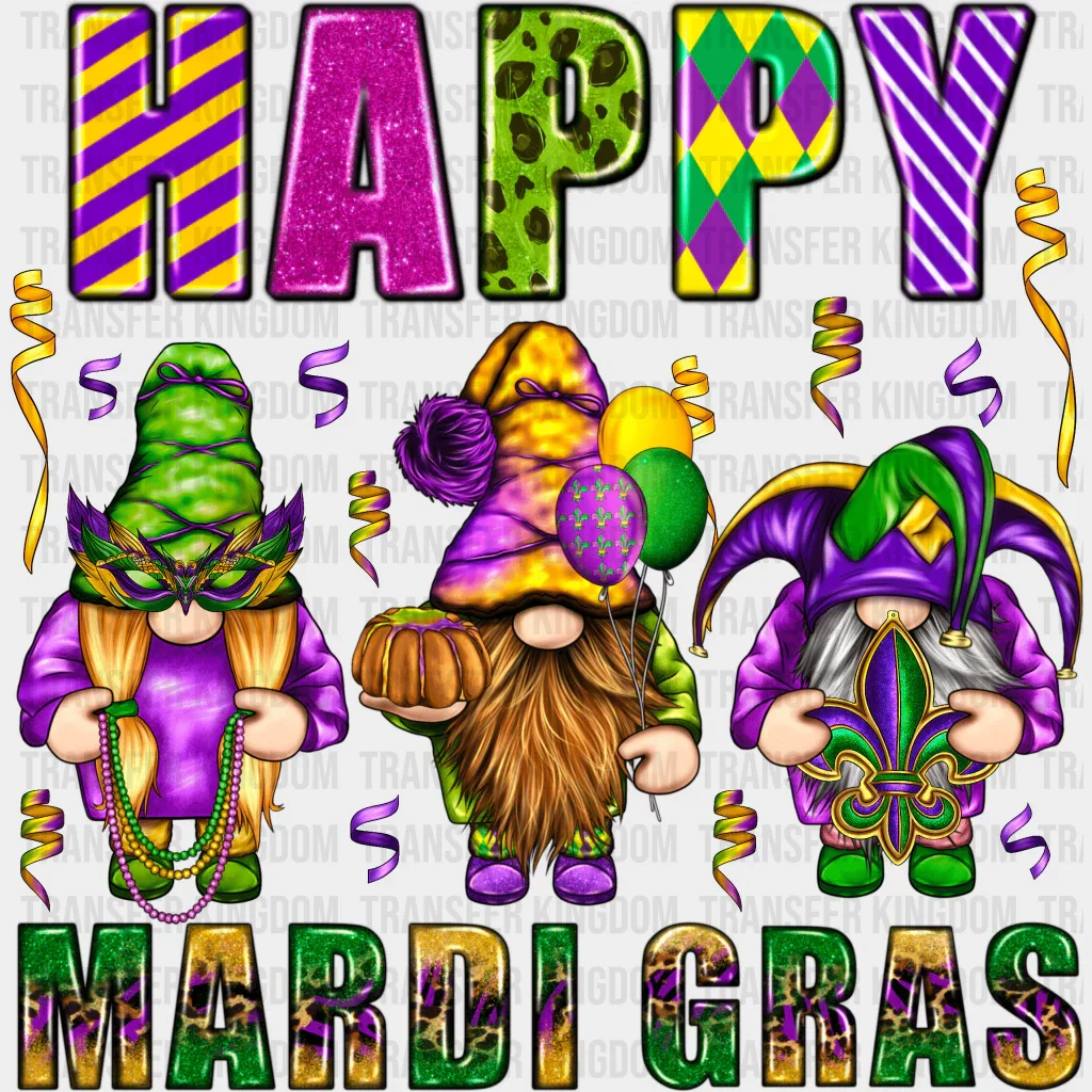 Happy Mardi Gras Design- Mardi Gras DTF heat transfer
