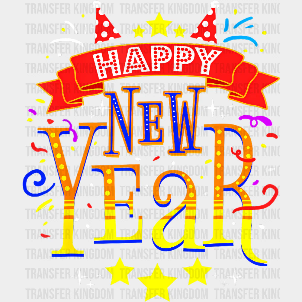 Happy New Year Stars - New Year DTF Transfer