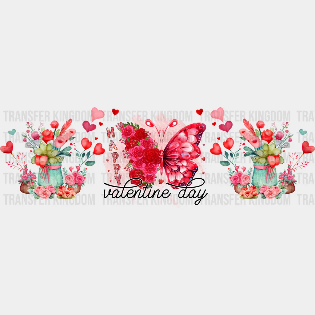 Happy Valentine's Day Butterfly - Valentine's Day Cup Wrap UV Sticker Permanent UV DTF Decal