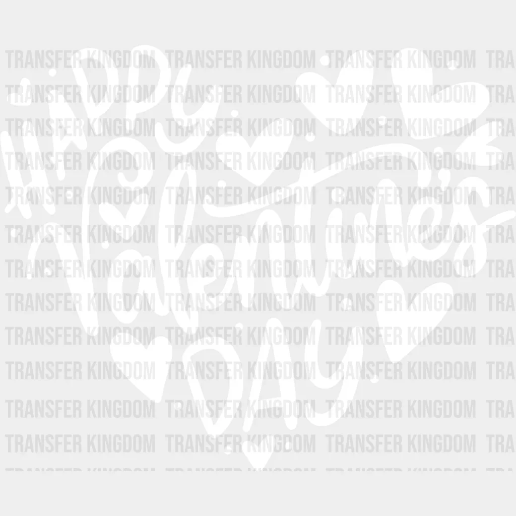 Happy Valentine's Day Heart Shape Red & White - Valentine's Day DTF Transfer