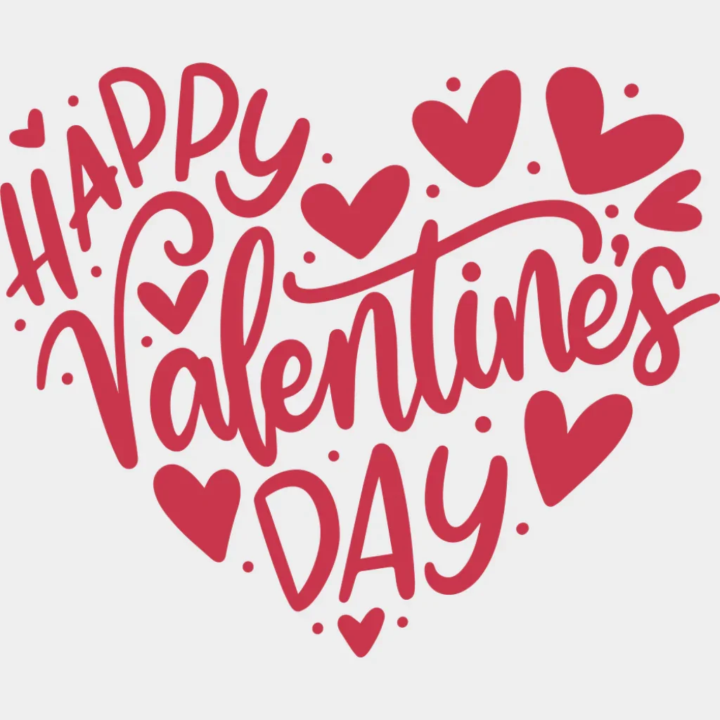Happy Valentine's Day Heart Shape Red & White - Valentine's Day DTF Transfer - Image 2