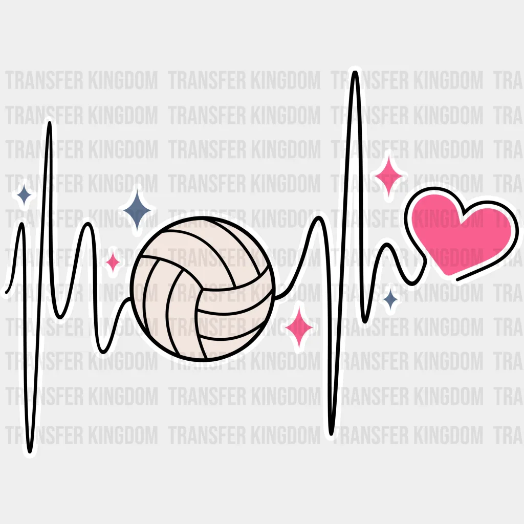 Heartbeat Design - Volleyball DTF Heat Transfer - Image 2