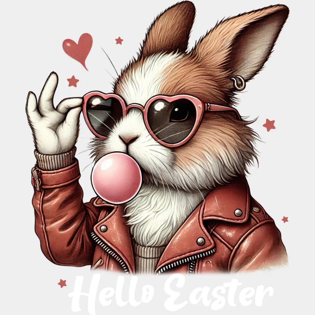 Hello Easter Cool Rabbit - Easter DTF Transfer - Image 2