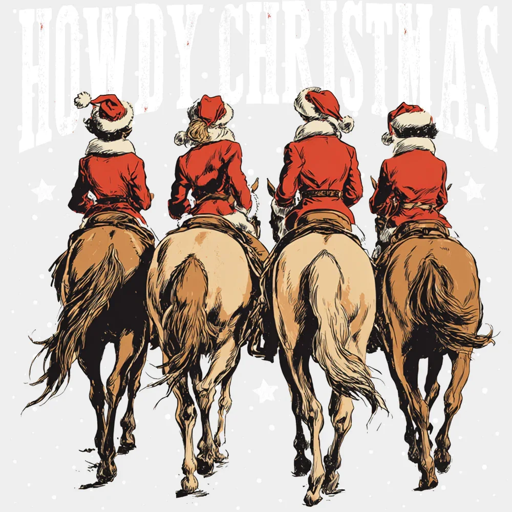 Howdy Christmas B&W - Christmas DTF Transfer - Image 2
