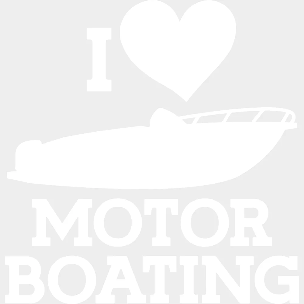 I Love Motor Boating B&W - Boating DTF Transfers - Image 2