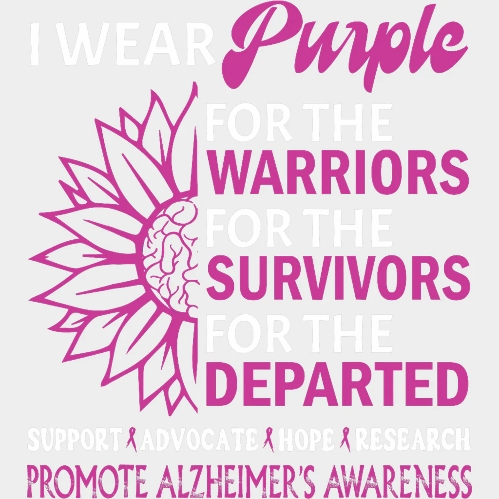 I Wear Purple For The Warriors - Alzheimer's Awareness DTF Transfer - Image 2