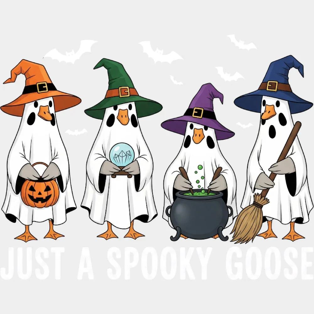 Just A Spooky Goose B&W Bats - Halloween DTF Transfer - Image 2