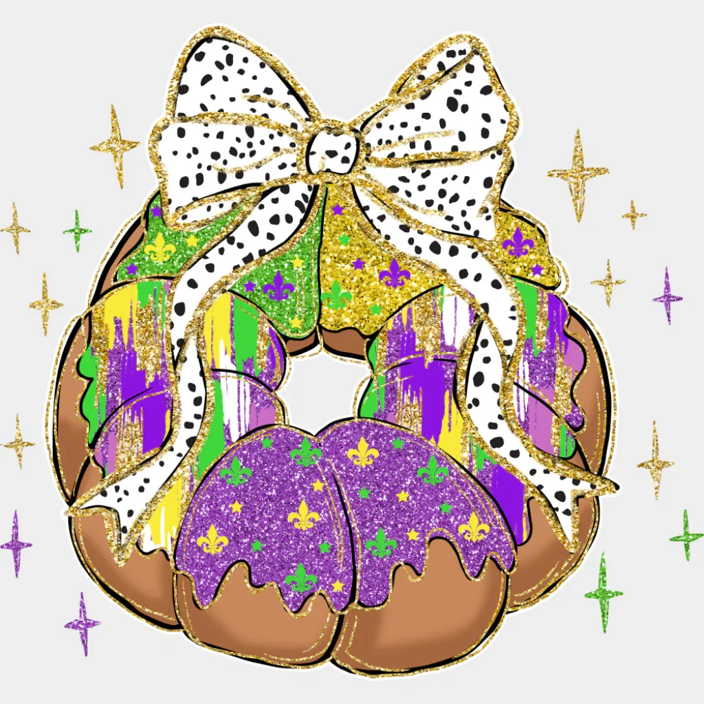 King Cake Ribbon - Mardi Gras DTF Transfer - Image 2