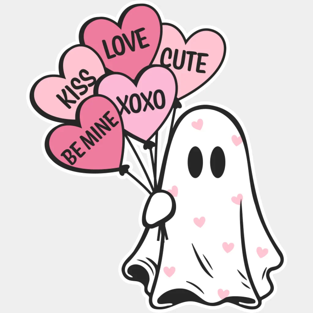 Kiss Love Be Mine Ghost - Valentine's Day DTF Transfer - Image 2