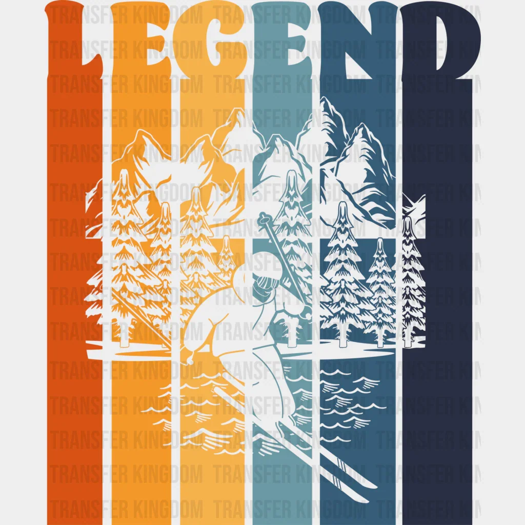 Legend Skiing Colorful Design - Skiing DTF Heat Transfer