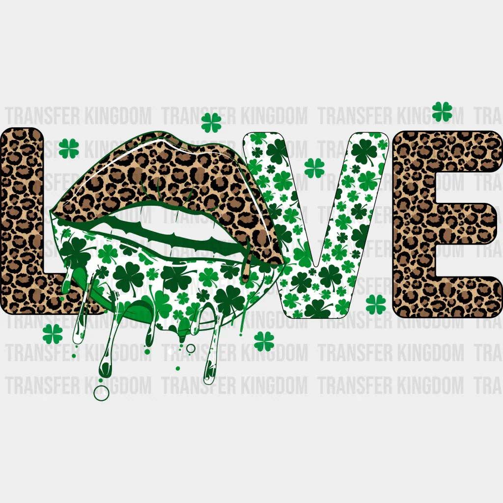 Leopard Print LOVE Text St. Patrick's Day Design - St. Patrick's Day DTF Transfer