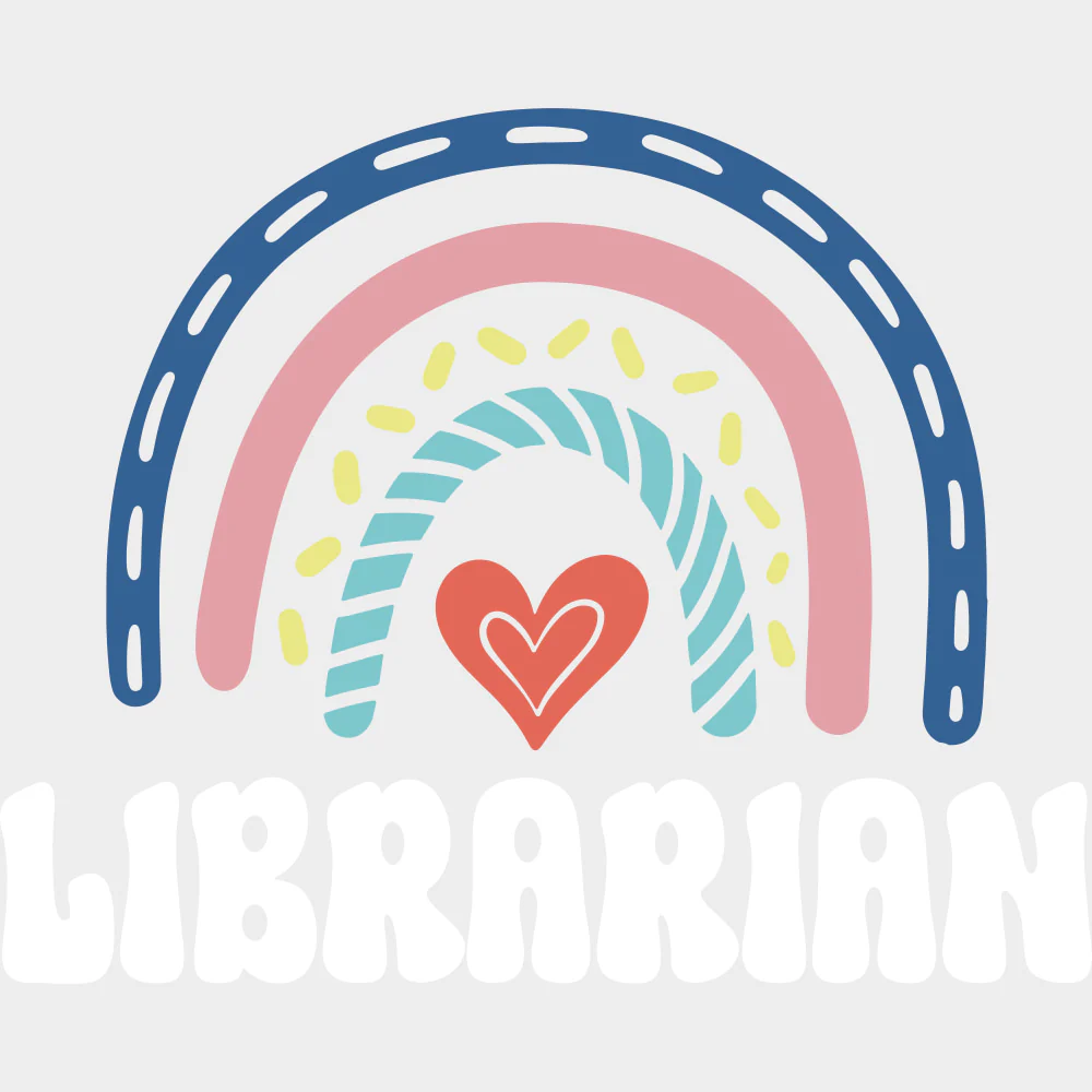 Librarian Rainbow & Heart - Librarian DTF Transfers - Image 2