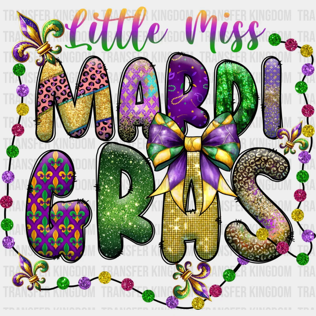 Little Miss Mardi Gras Gemstones - Mardi Gras DTF Transfer