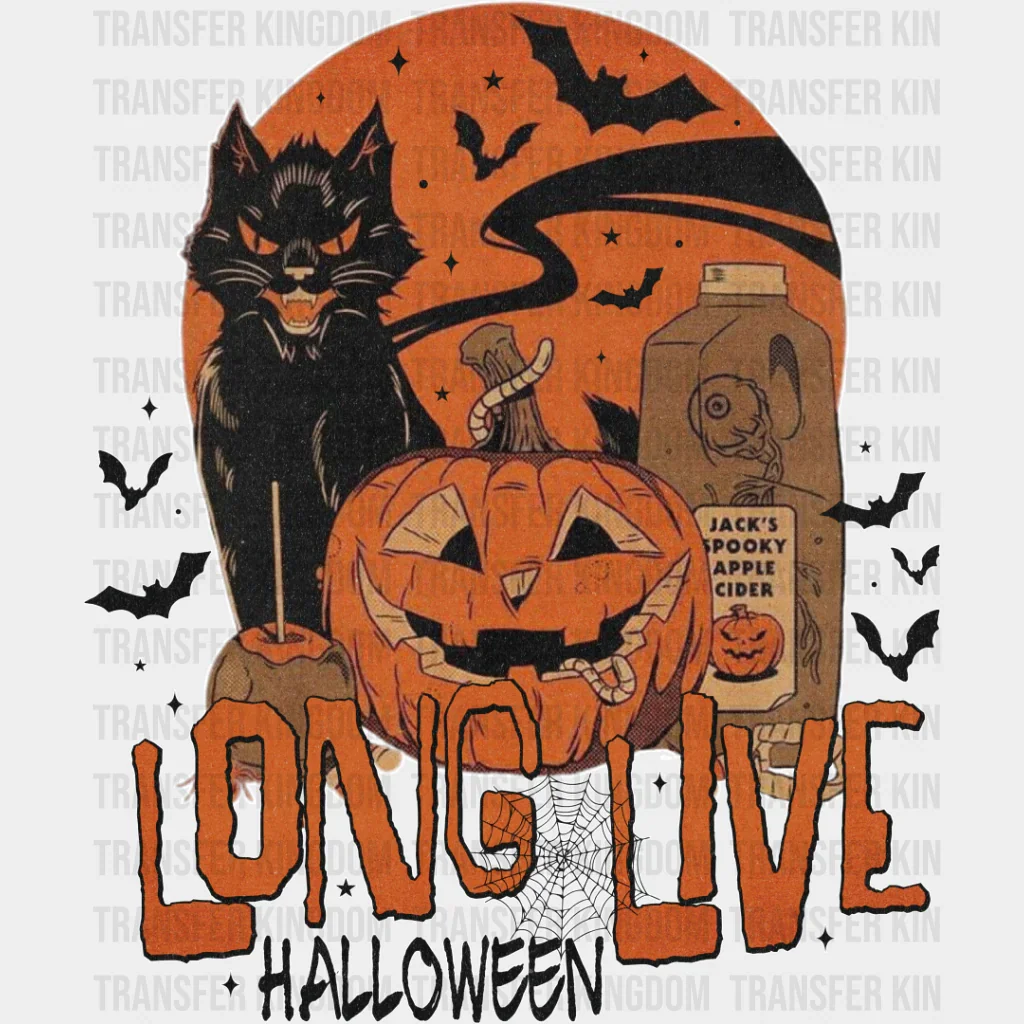 Long Live Halloween Cat And Pumpkin - Halloween DTF Transfer - Image 2