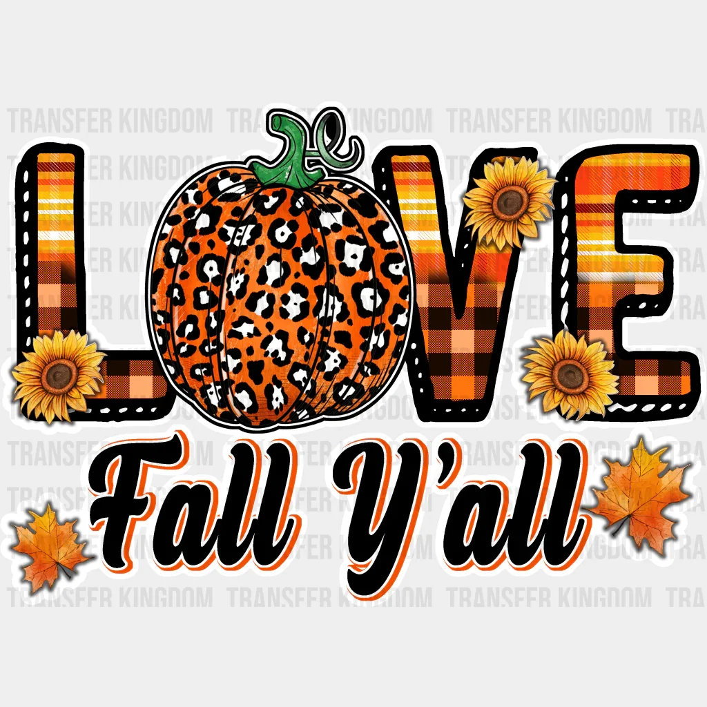 Love Fall Y'all Leopard Pumpkin - Fall DTF Transfer - Image 2