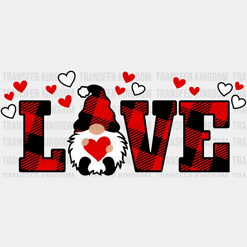 Love Gnome Red Plaid - Valentine's Day DTF Transfer - Image 2