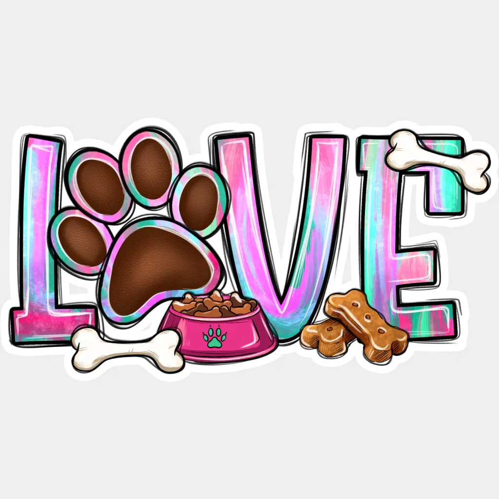 Love Paw Bones Design - Dogs DTF Transfer - Image 2