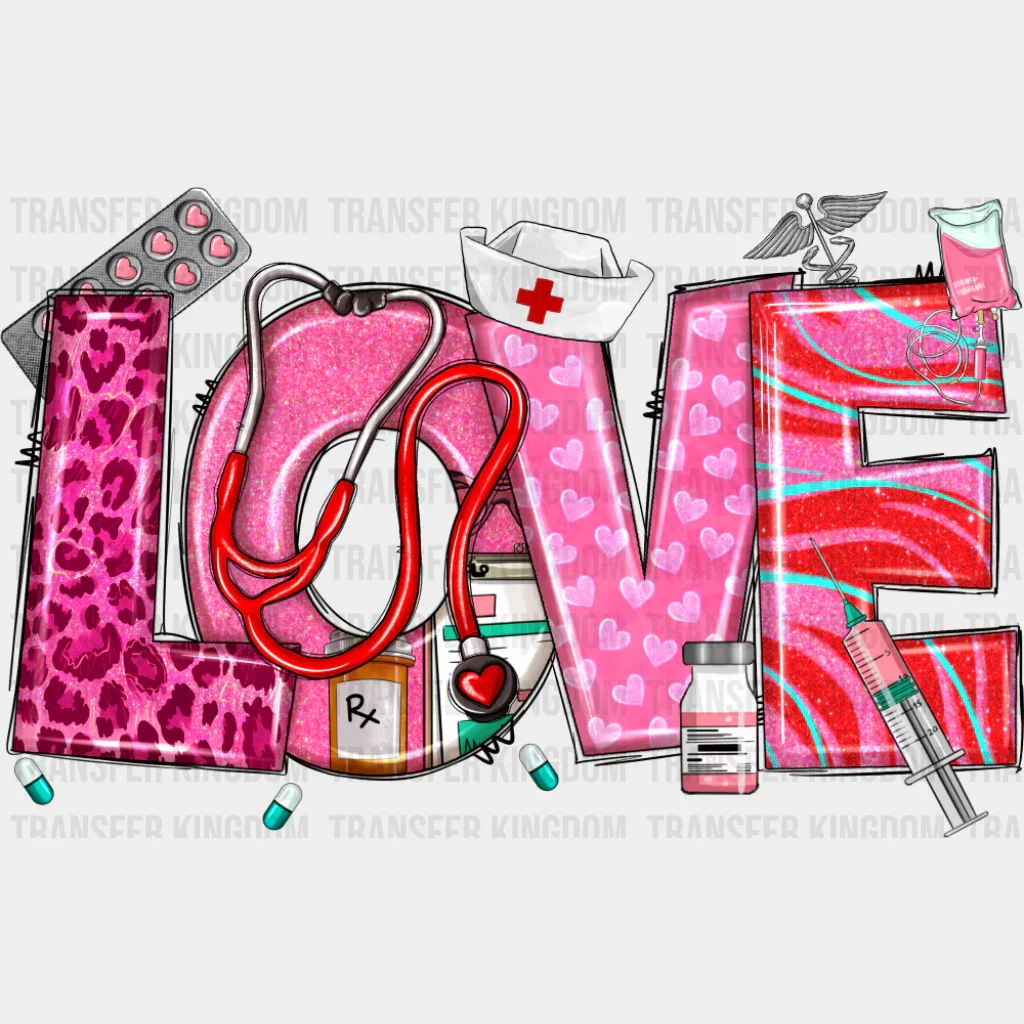 Love Syringe Stethoscope Pink Design - Valentine's Day DTF Transfer