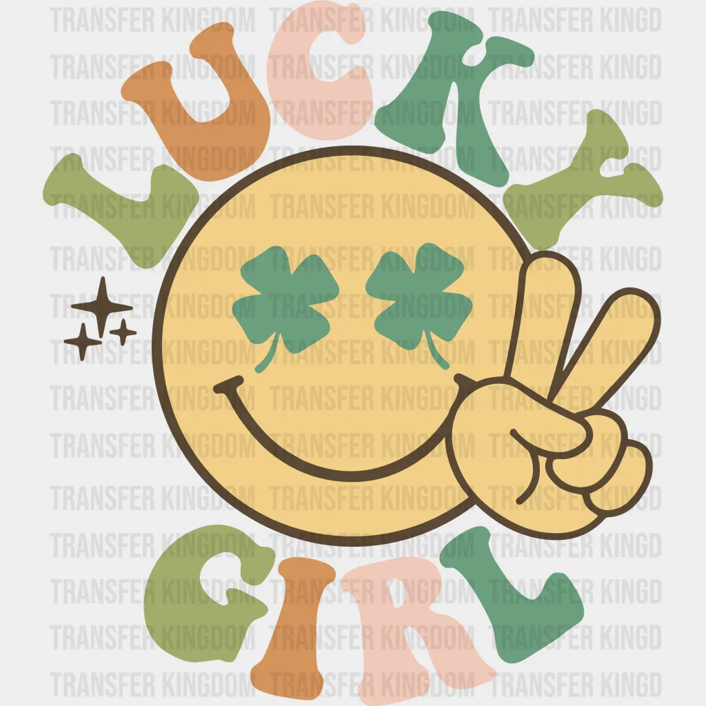 Lucky Girl Smiley - St. Patrick's DTF heat transfer