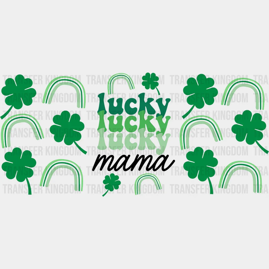 Lucky Mama Green Rainbow - St Patrick Cup Wrap UV Sticker Permanent UV DTF Decal