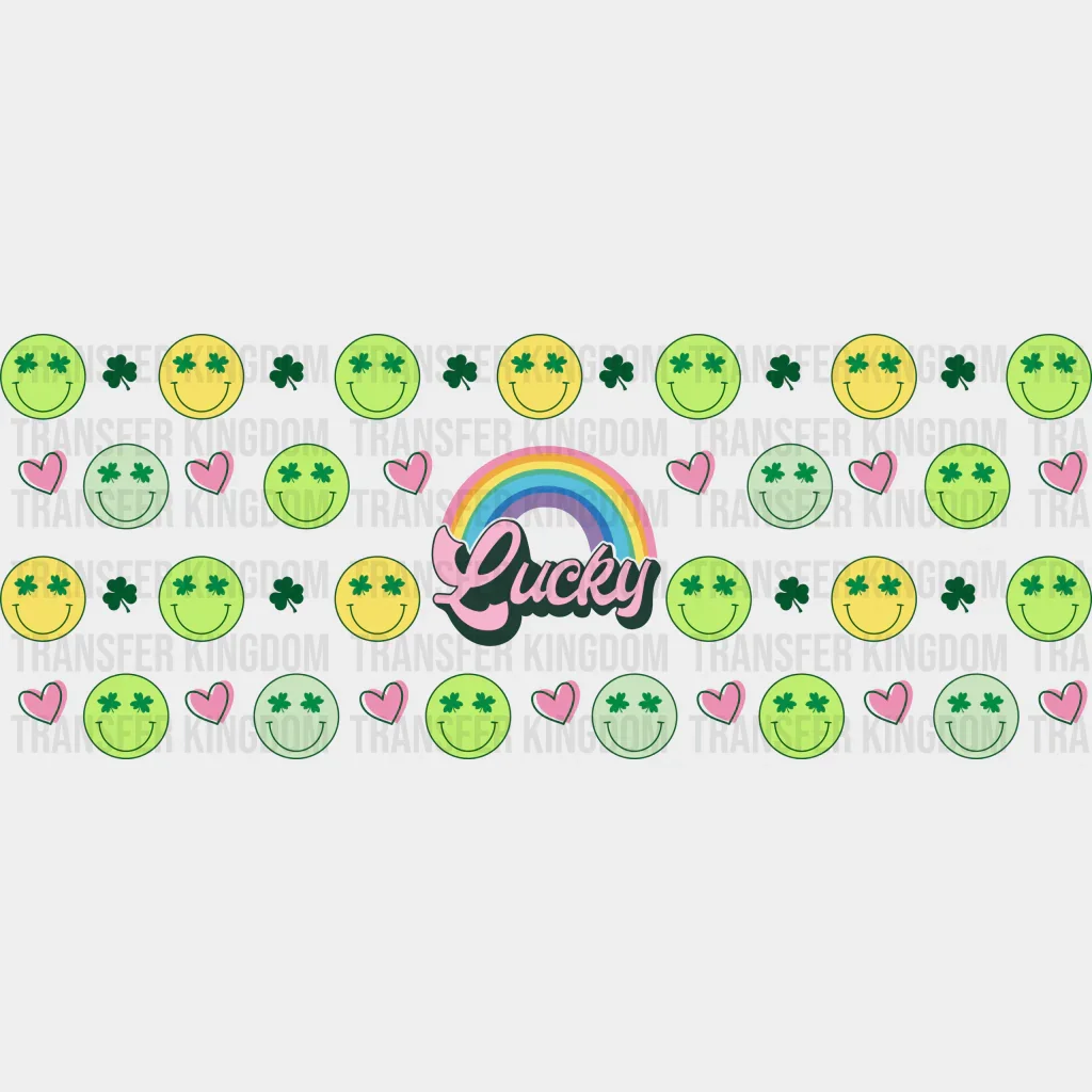Lucky Rainbow And Smileys - St Patrick Cup Wrap UV Sticker Permanent UV DTF Decal