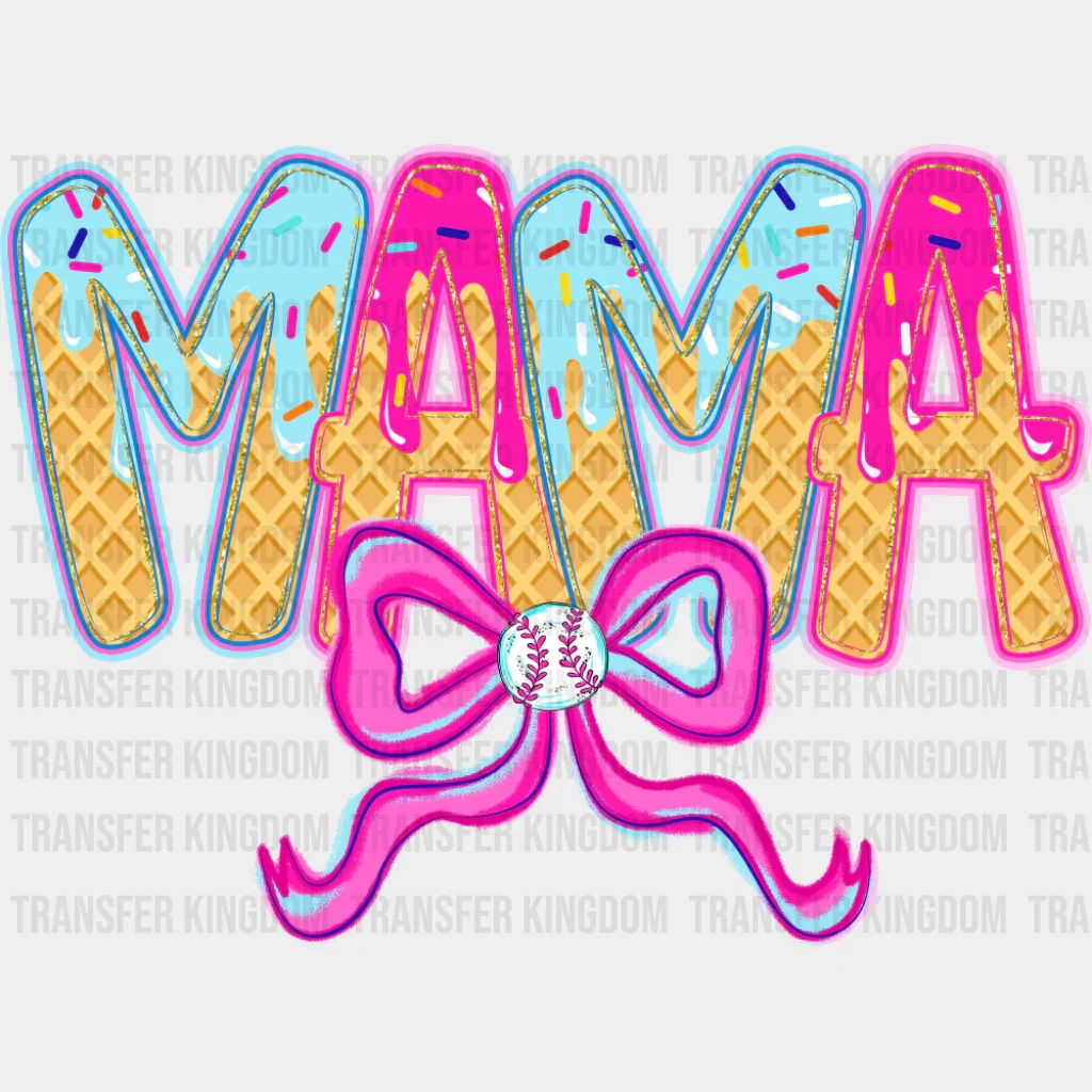 Mama Blue And Pink Baseball Ribbon - Mother's Day DTF Transfer