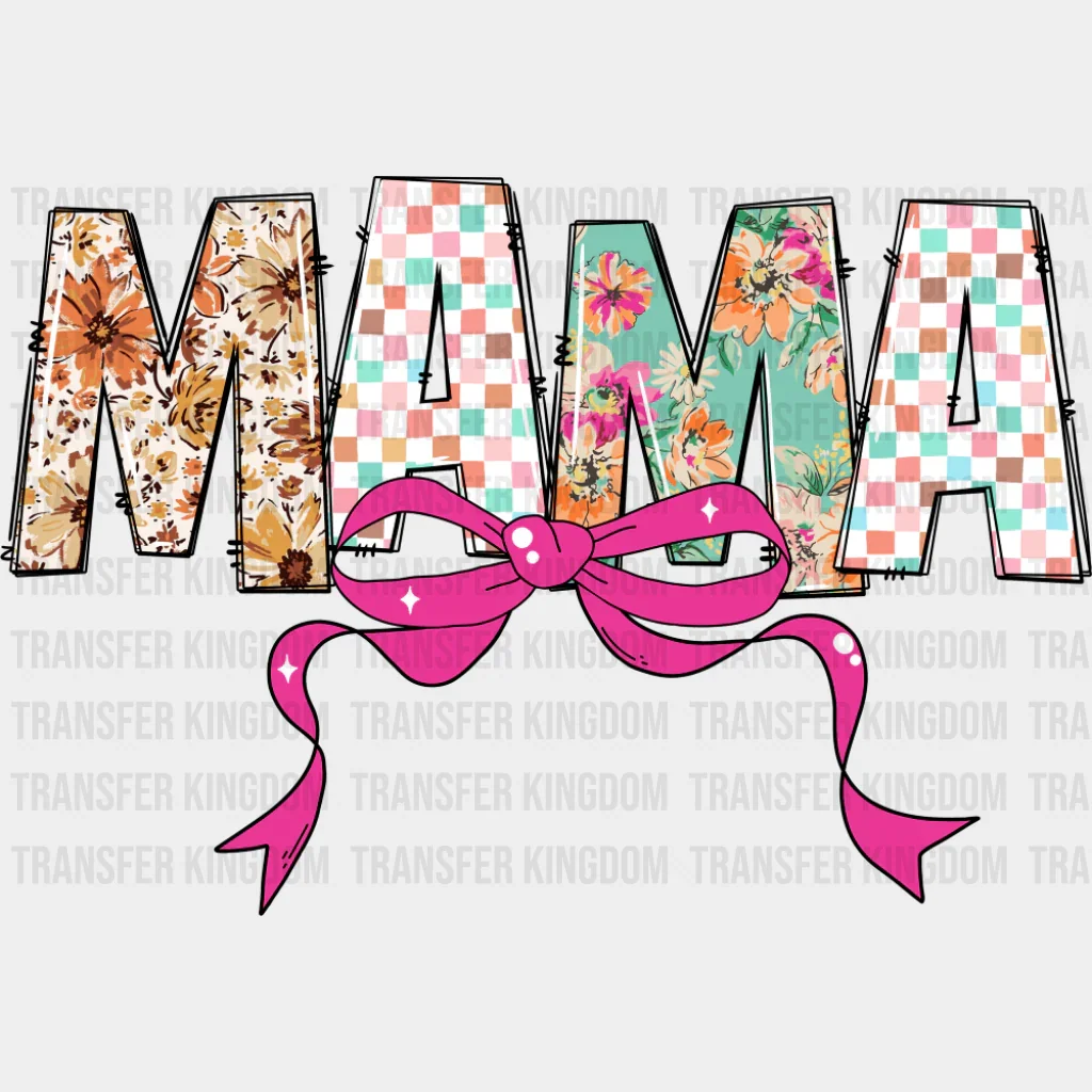 Mama Pink Ribbon With Flowers - Mother's Day DTF Transfer