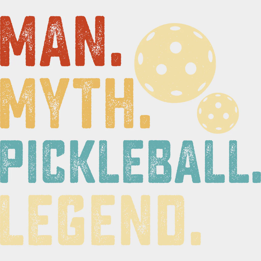 Man, Myth, Pickleball, Legend, B&W - Pickleball DTF Transfers - Image 2