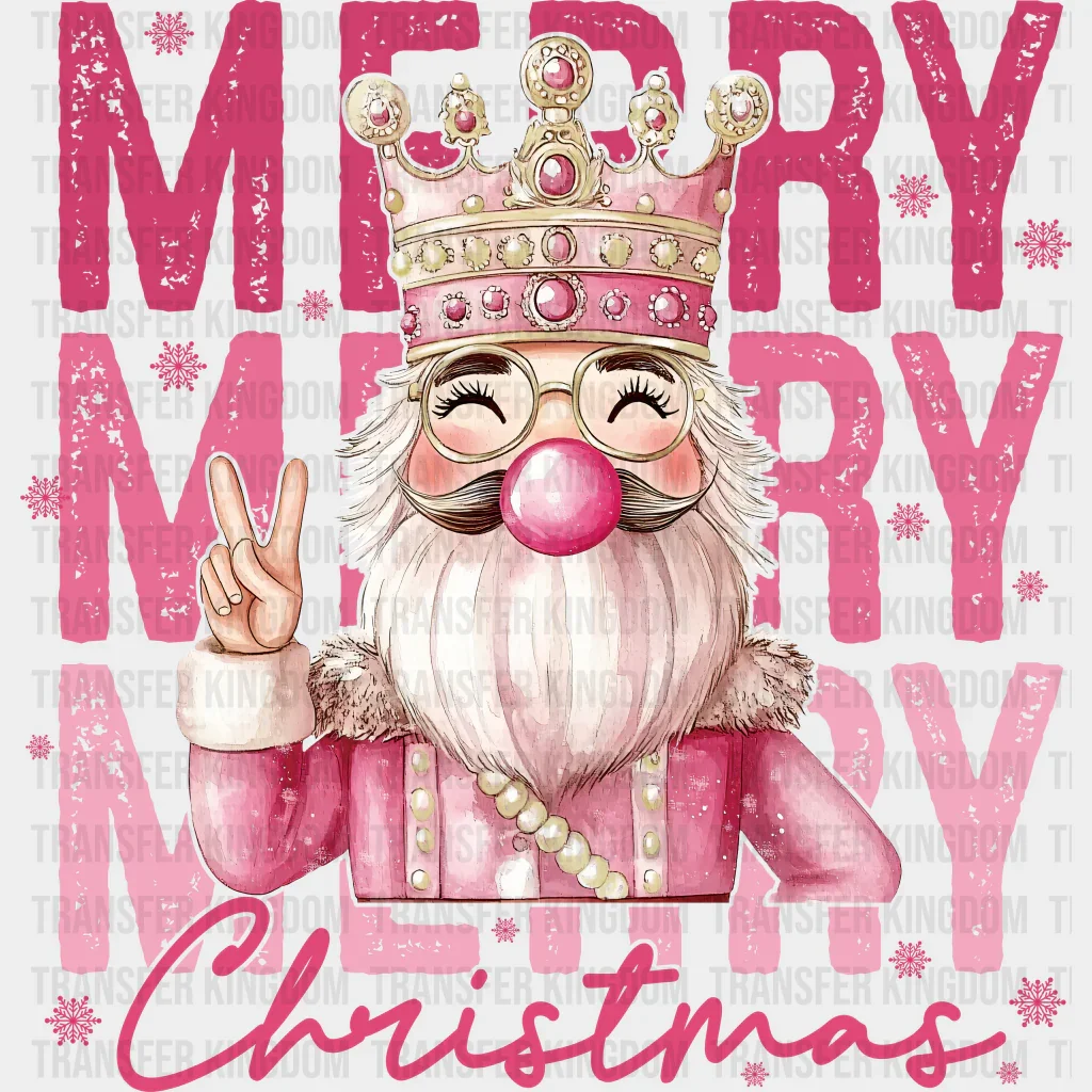Merry Christmas Pink Design - Christmas DTF Transfer