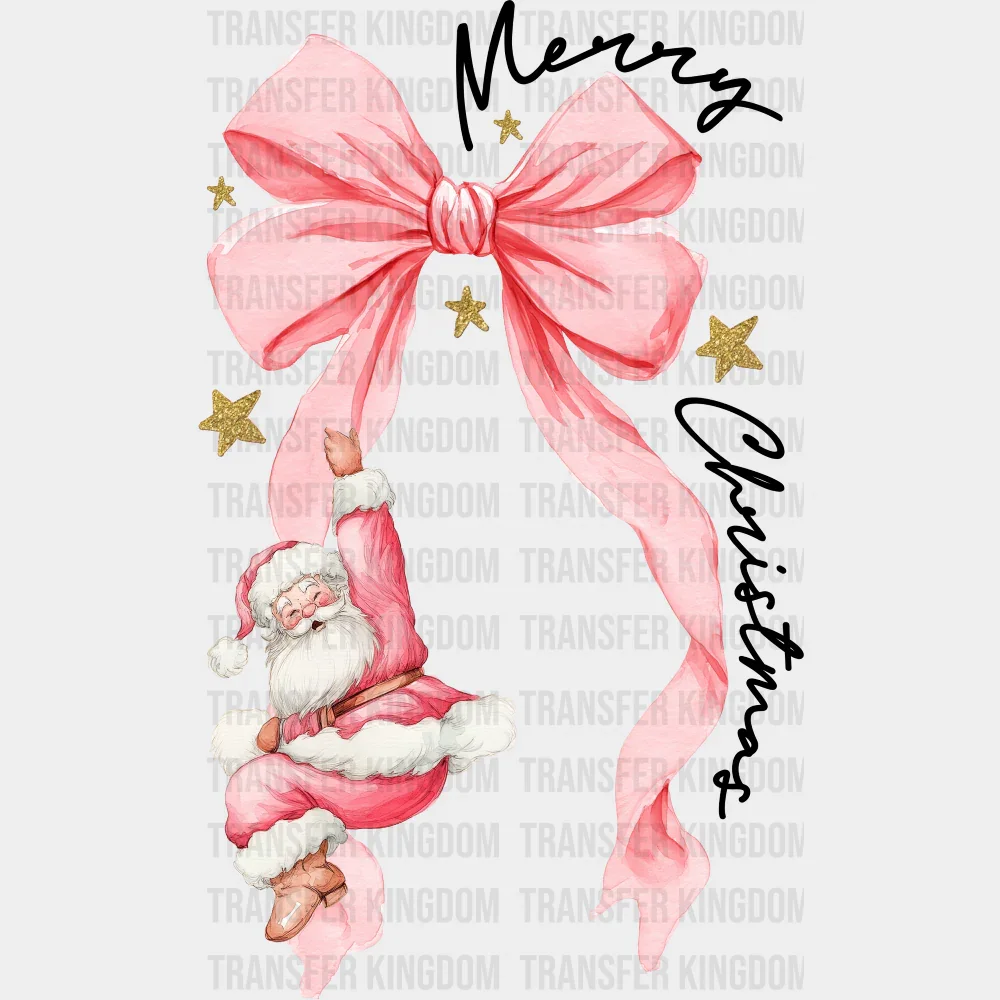 Merry Christmas Pink Ribbon - Christmas DTF Transfer