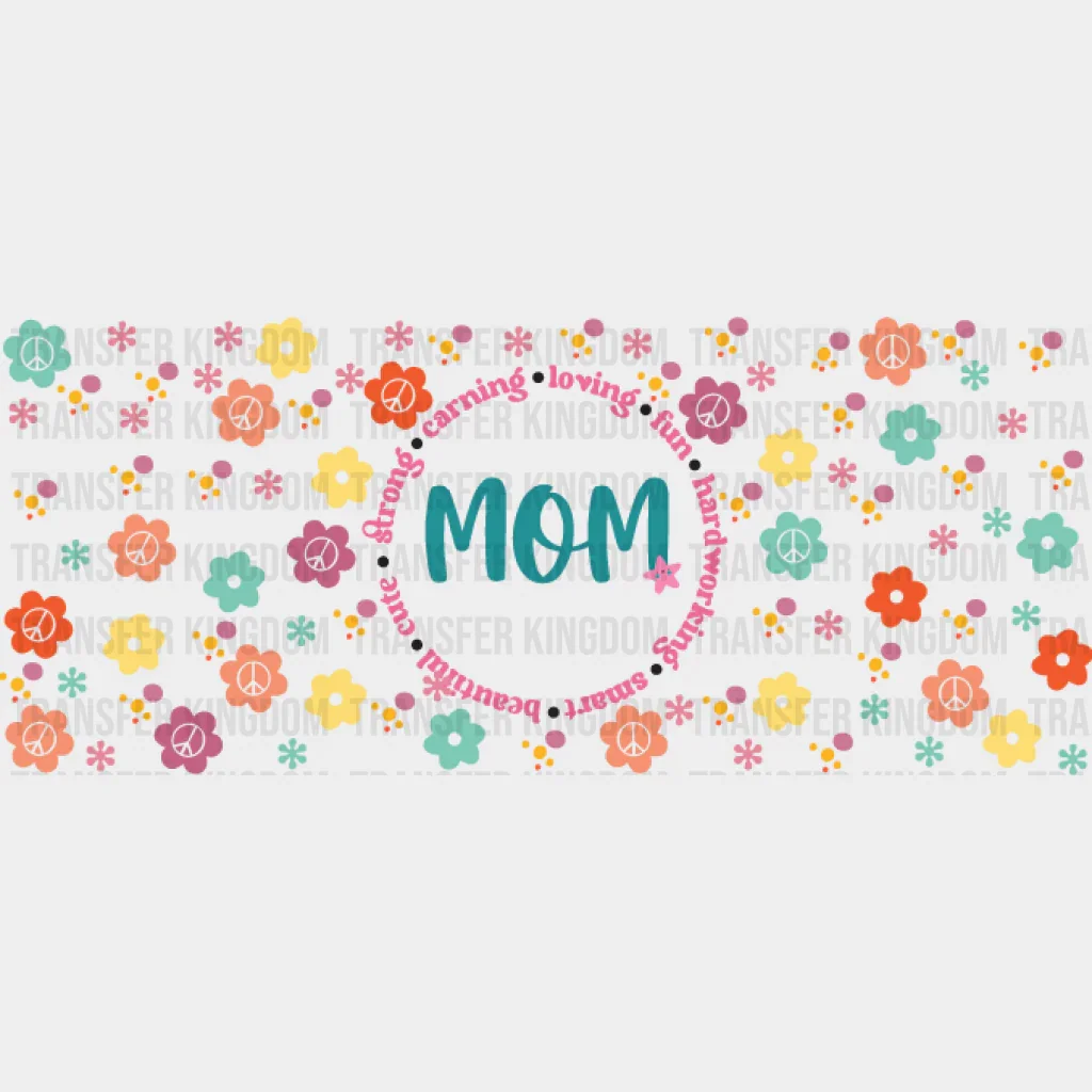 Mom Circular Design - Mom Cup Wrap UV Sticker Permanent UV DTF Decal