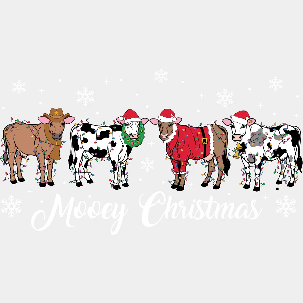 Mooey Christmas B&W - Christmas DTF Transfer - Image 2