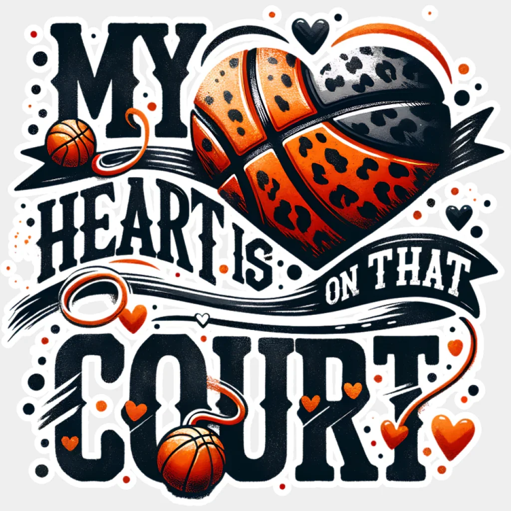 My Heart Is On That Court - Basketball DTF Transfer - Image 2