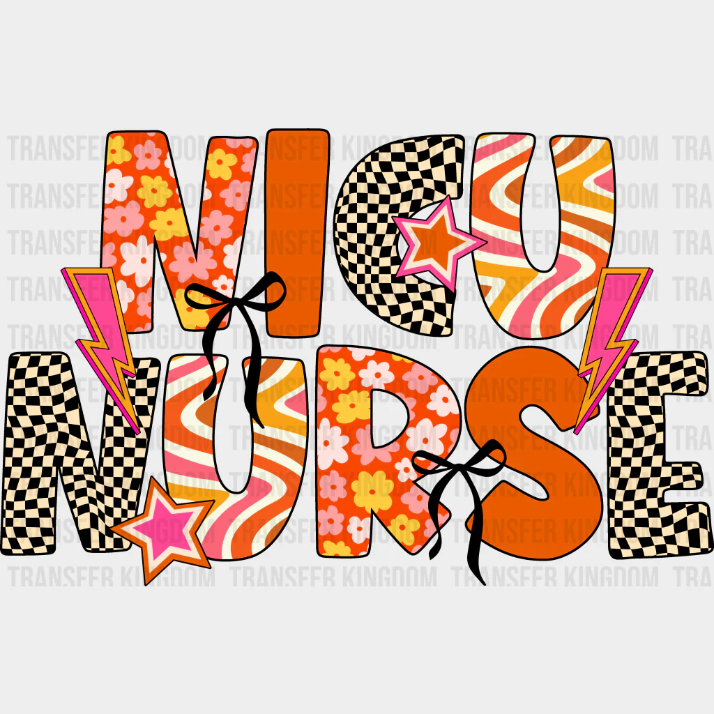 NICU Nurse, Retro Patterns - NICU Nurse DTF Transfers