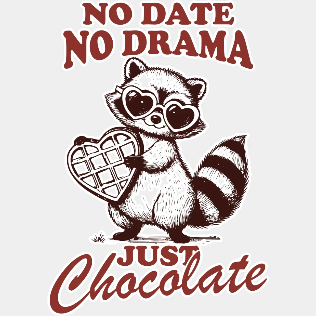 No Date No Drama Just Chocolate - Valentine's Day DTF Transfer - Image 2