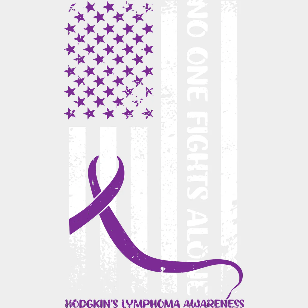 No One Fights Alone, B&W US Flag - Lymphoma DTF Transfers - Image 2