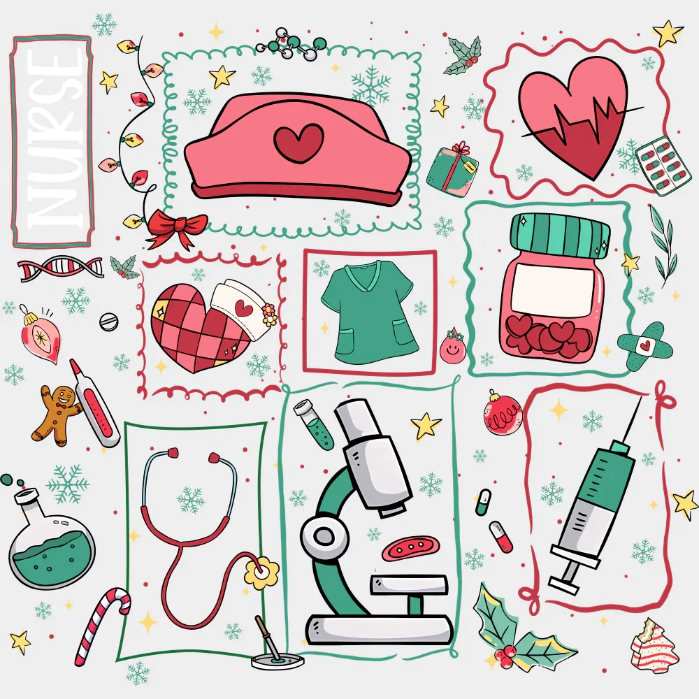 Nurse Red Green Teal - Nurse DTF Transfer - Image 2