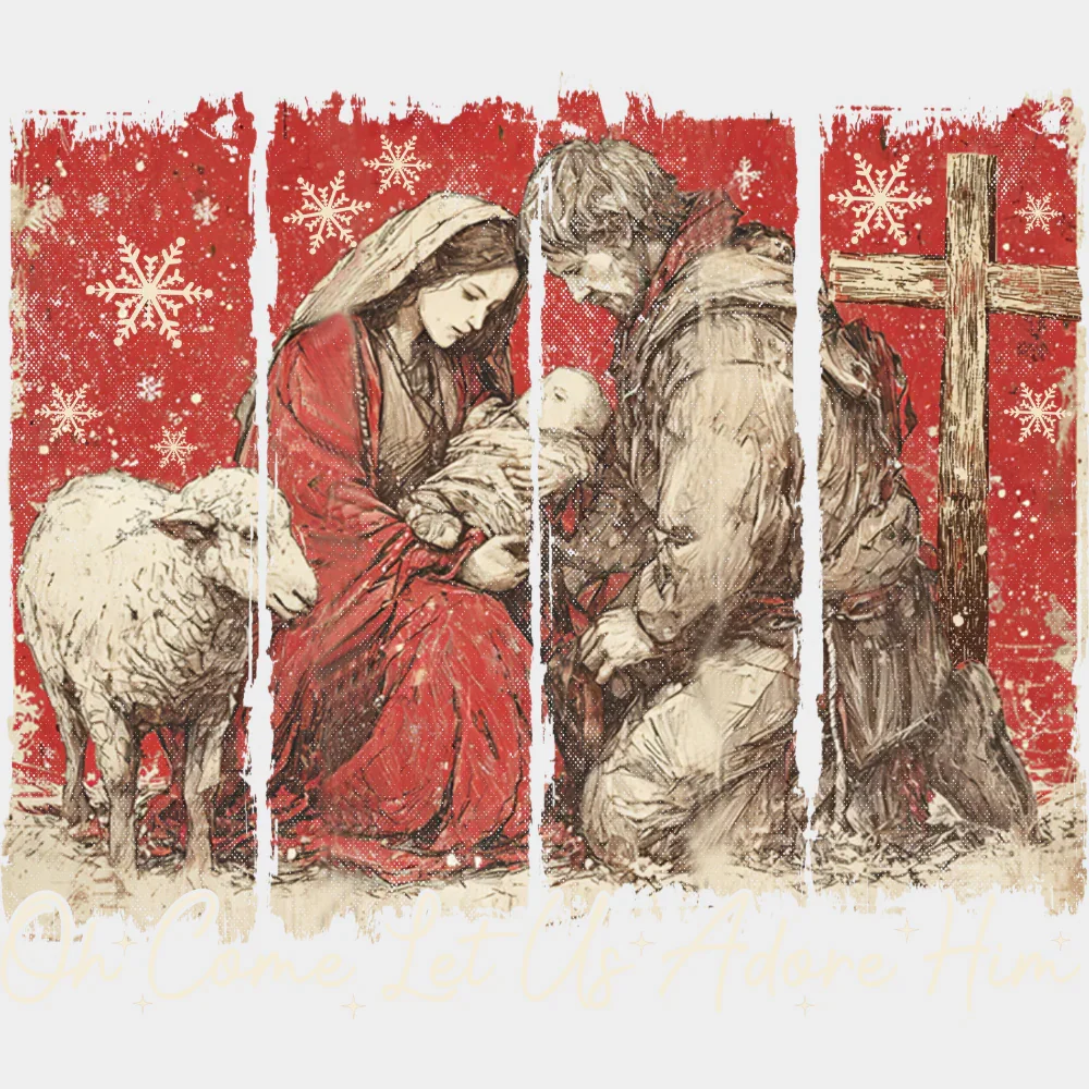 Oh Come Let Us Adore Him - Christmas DTF Transfer - Image 2