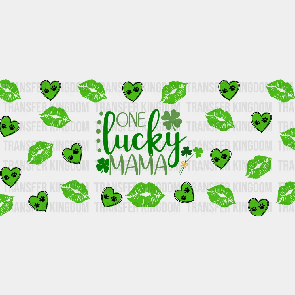 One Lucky Mama Heart - St Patrick Cup Wrap UV Sticker Permanent UV DTF Decal