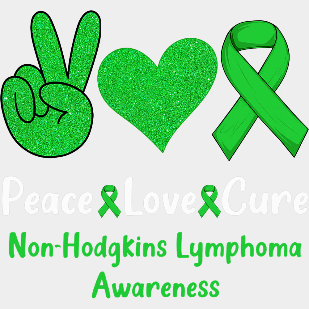 Peace Love Cure, Green Glitter - Lymphoma DTF Transfers - Image 2