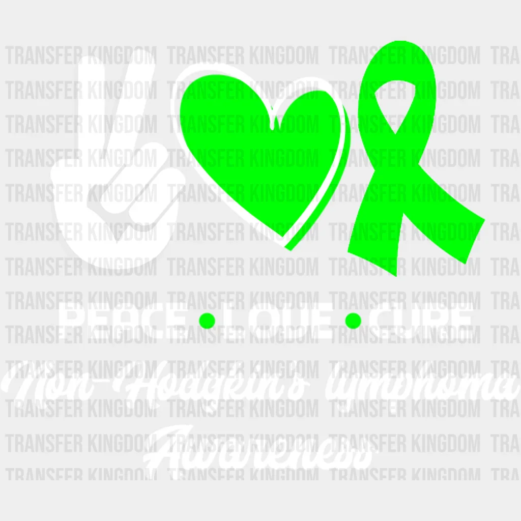 Peace Love Cure - Lymphoma DTF heat transfer - Image 2