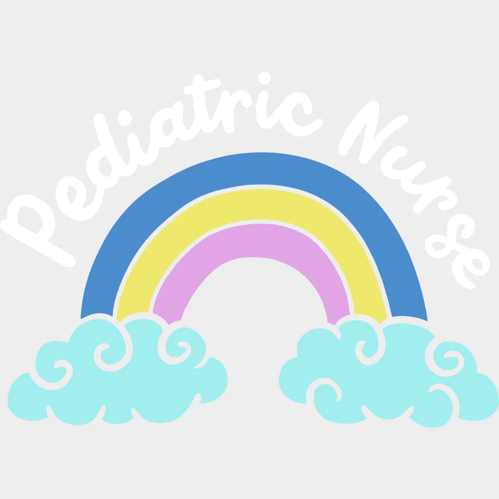 Pediatric Nurse, Rainbow & Clouds - Pediatric Nurse DTF Transfers - Image 2