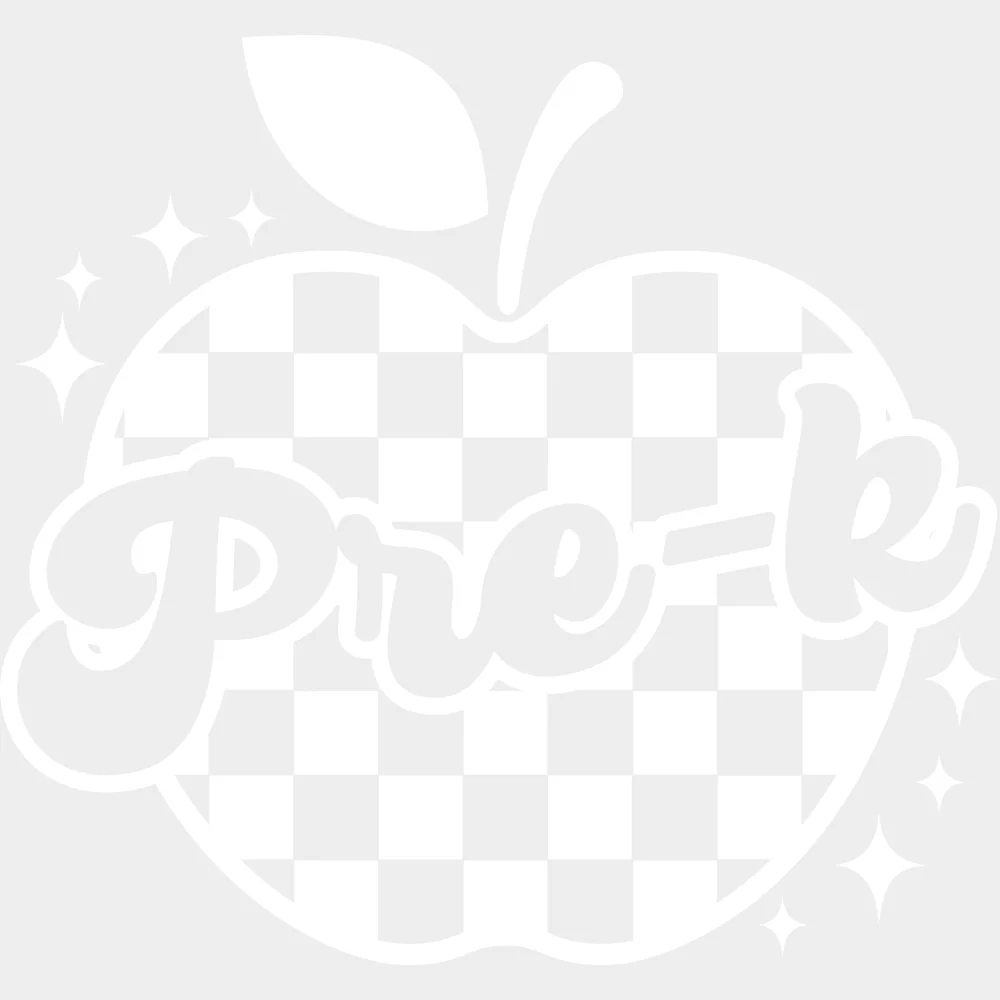 Pre-K Checkered Apple B&W - Pre-K DTF Transfers - Image 2