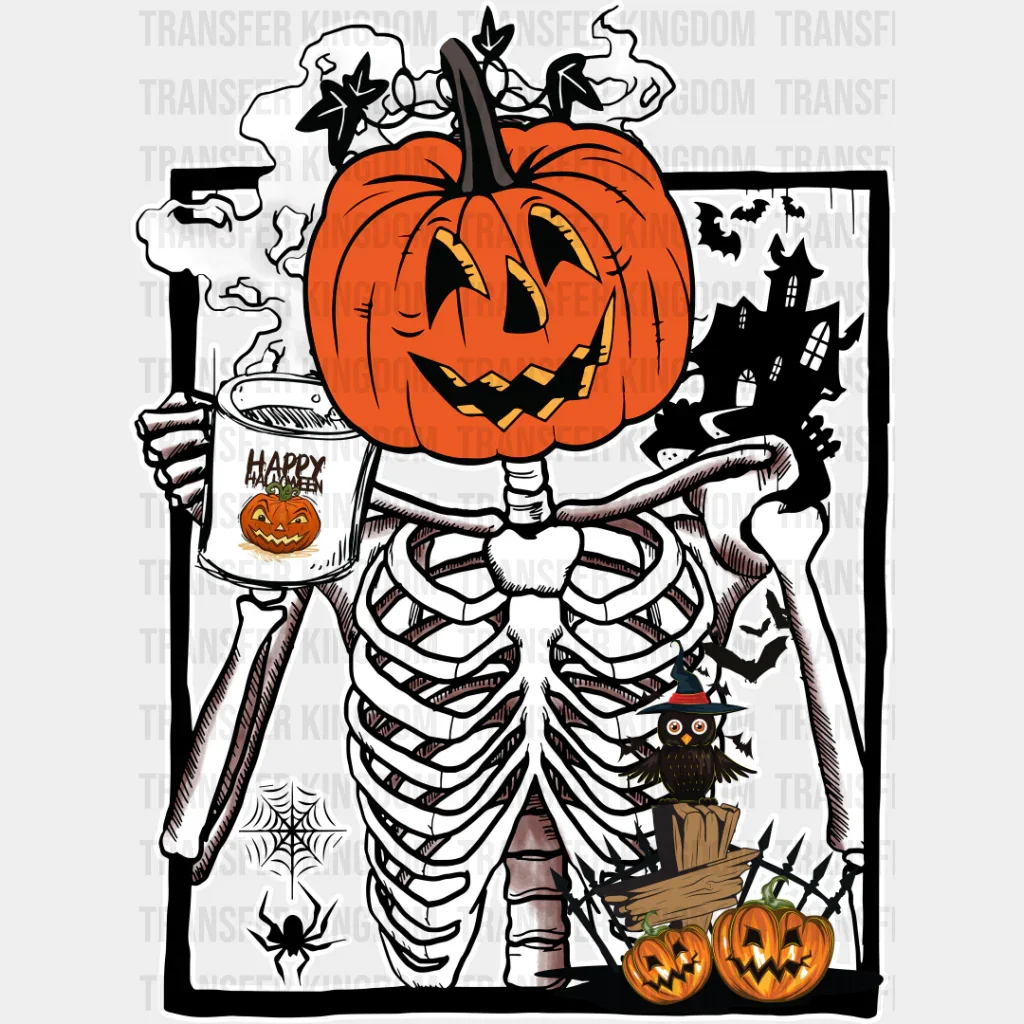 Pumpkin Head Skeleton - Halloween DTF Transfer - Image 2