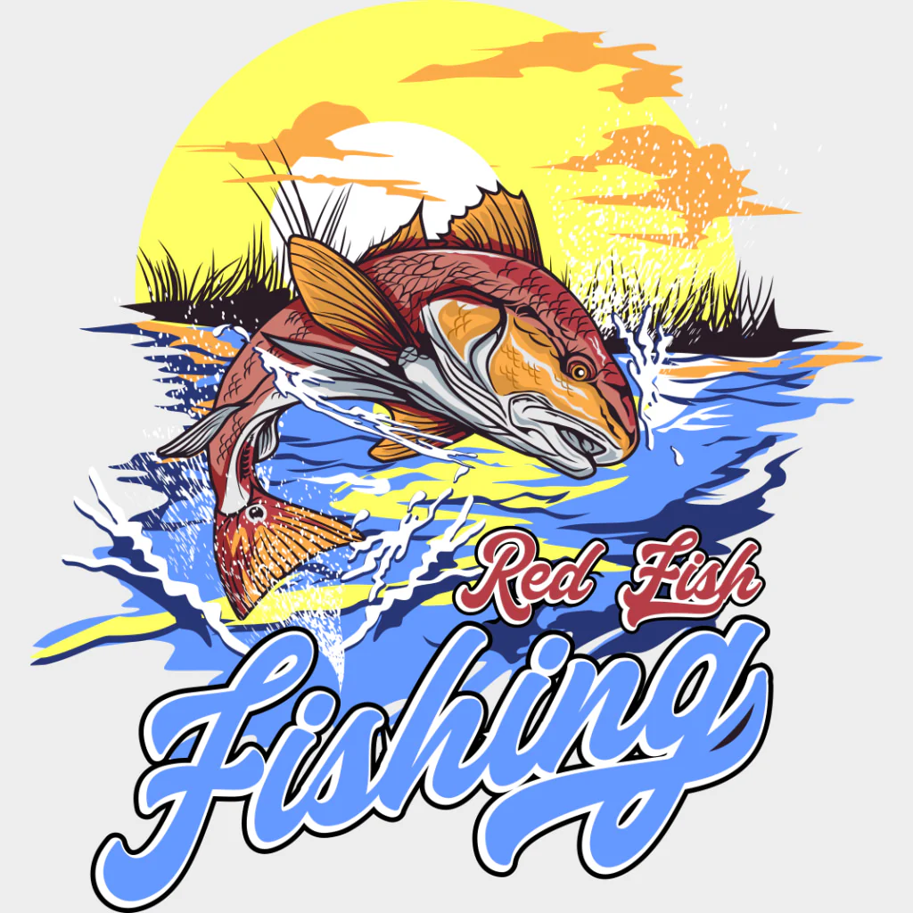 Red Fish Fishing - Fishing DTF Transfers - Image 2