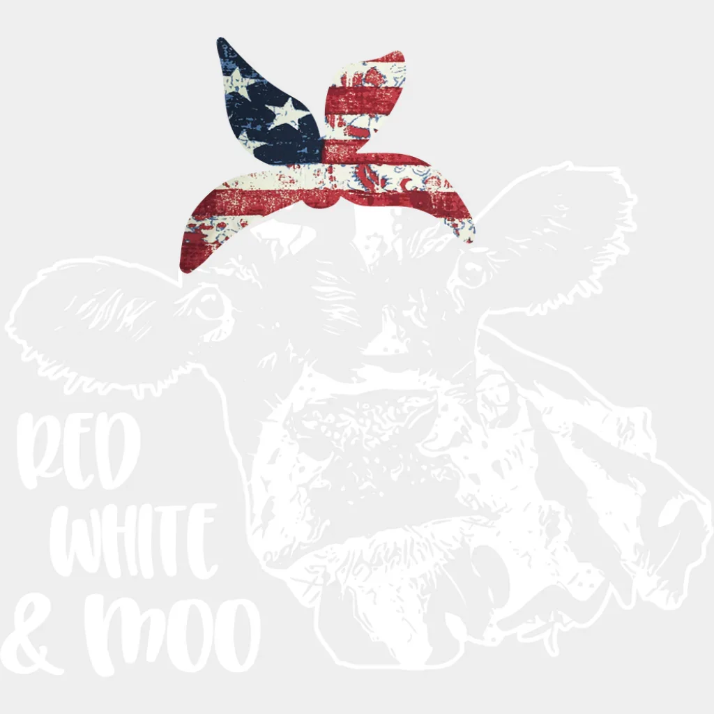 Red White & Moo - 4th Of July DTF Transfer - Image 2