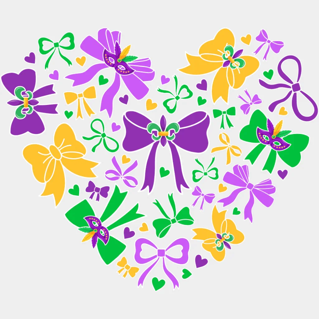 Ribbon Heart - Mardi Gras DTF Transfer - Image 2