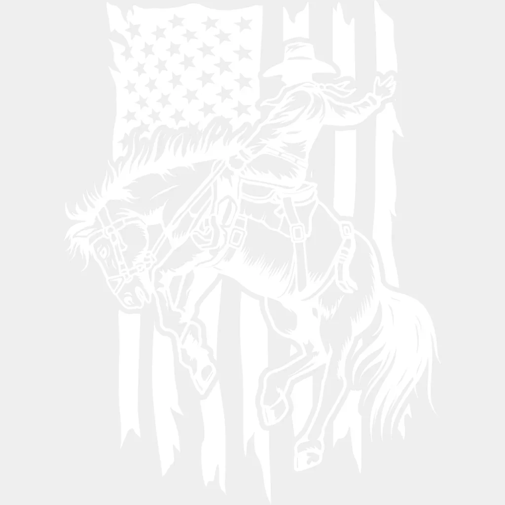 Rodeo US Flag B&W - Rodeo DTF Transfer - Image 2