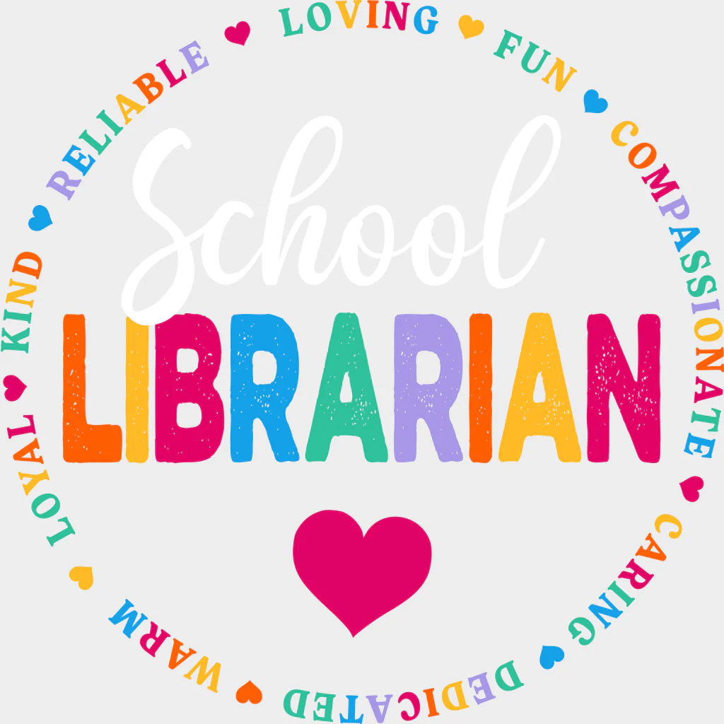 School Librarian, Colorful Circular Design - Librarian DTF Transfers - Image 2